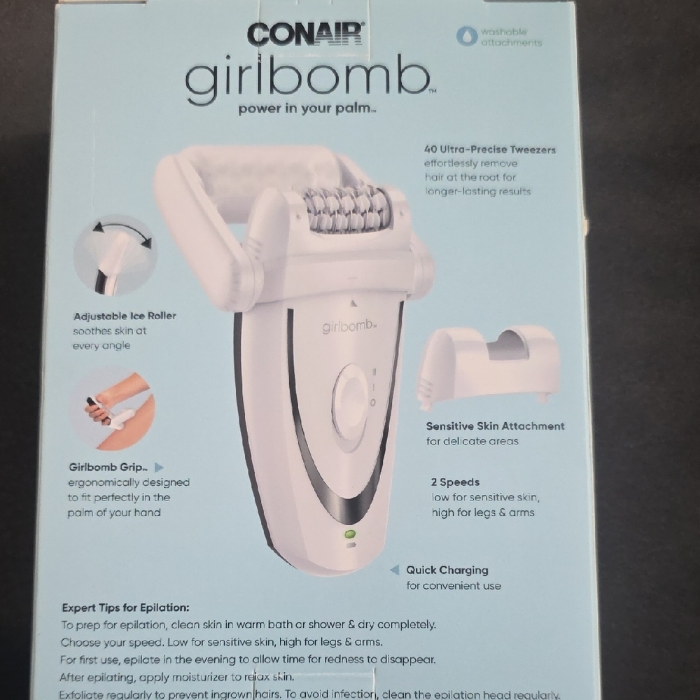 Conair Girlbomb Rechargeable Epilator - White - Picture 2 of 2